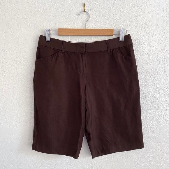 Body by Victoria Brown Linen Blend Bermuda Shorts Classic Preppy Size 4 - Picture 2 of 6